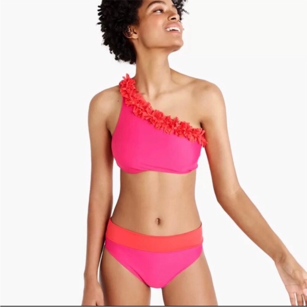 Summersalt Pink and Red One-Shoulder sidestroke funfetti Bikini Set size 4